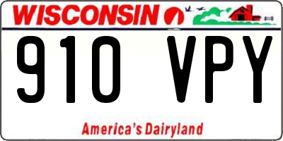 WI license plate 910VPY
