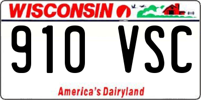 WI license plate 910VSC