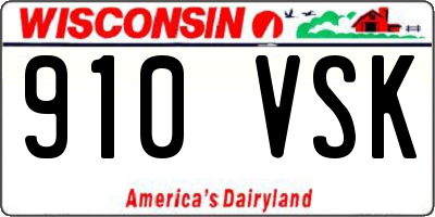 WI license plate 910VSK