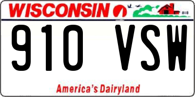 WI license plate 910VSW
