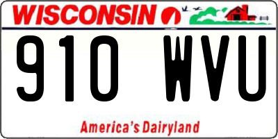 WI license plate 910WVU