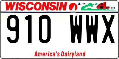 WI license plate 910WWX