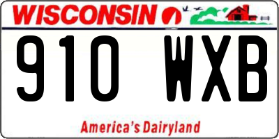 WI license plate 910WXB
