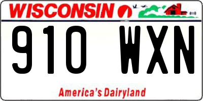 WI license plate 910WXN