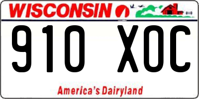 WI license plate 910XOC