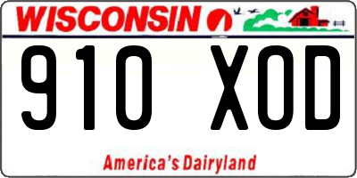 WI license plate 910XOD