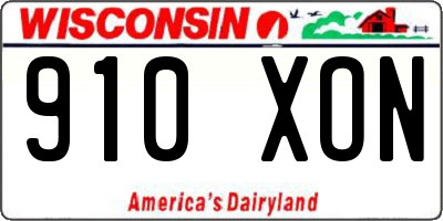 WI license plate 910XON