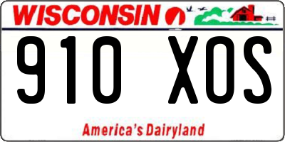 WI license plate 910XOS