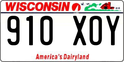 WI license plate 910XOY