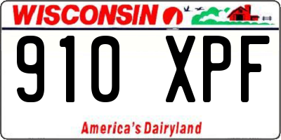 WI license plate 910XPF