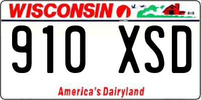 WI license plate 910XSD