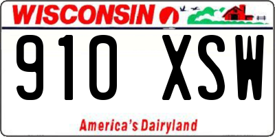 WI license plate 910XSW