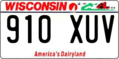WI license plate 910XUV