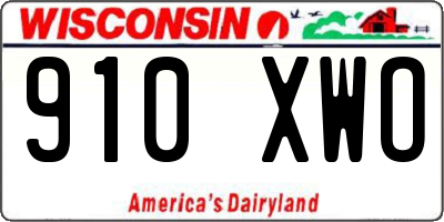 WI license plate 910XWO