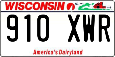 WI license plate 910XWR