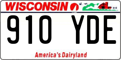 WI license plate 910YDE