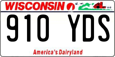 WI license plate 910YDS