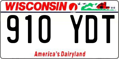 WI license plate 910YDT