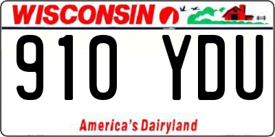 WI license plate 910YDU