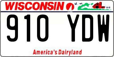 WI license plate 910YDW