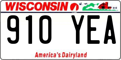 WI license plate 910YEA