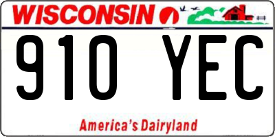 WI license plate 910YEC