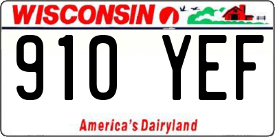 WI license plate 910YEF