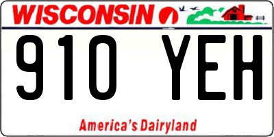 WI license plate 910YEH