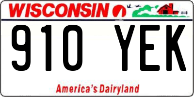 WI license plate 910YEK
