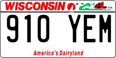 WI license plate 910YEM