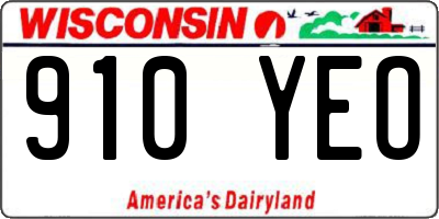 WI license plate 910YEO
