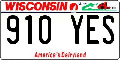 WI license plate 910YES