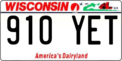 WI license plate 910YET