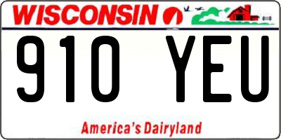 WI license plate 910YEU