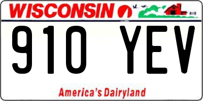 WI license plate 910YEV