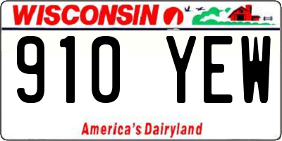 WI license plate 910YEW