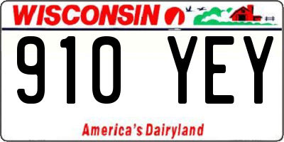 WI license plate 910YEY