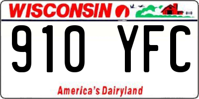 WI license plate 910YFC
