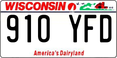 WI license plate 910YFD