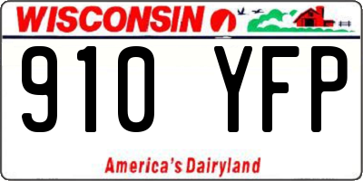 WI license plate 910YFP
