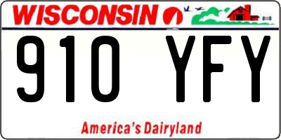 WI license plate 910YFY