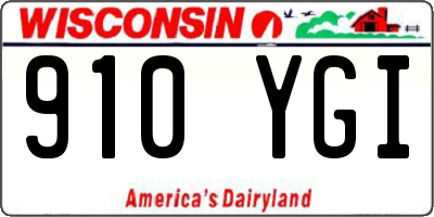 WI license plate 910YGI