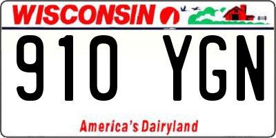 WI license plate 910YGN