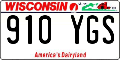 WI license plate 910YGS
