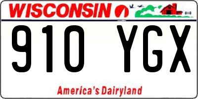 WI license plate 910YGX