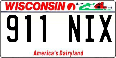 WI license plate 911NIX