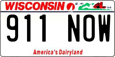WI license plate 911NOW