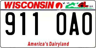 WI license plate 911OAO
