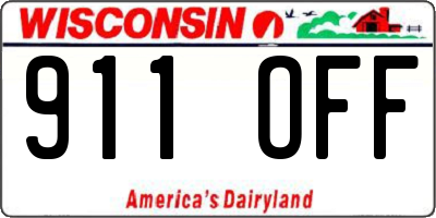 WI license plate 911OFF