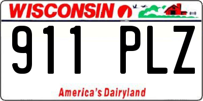 WI license plate 911PLZ